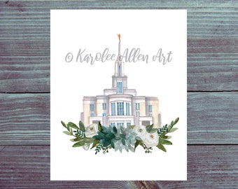 Payson Temple Watercolor Print, Digital Download, Custom