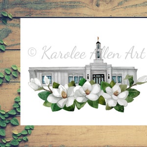 Baton Rouge Temple Watercolor, Raleigh North Carolina, Memphis Tennesse, Customizable Digital Download