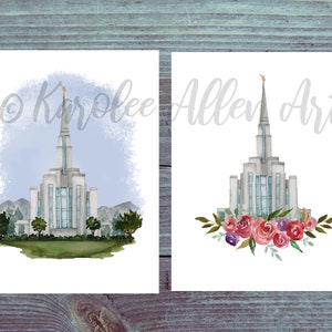 Oquirrh Mountain Utah temple watercolor print, digital download, Customized