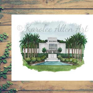 Laie Hawaii Temple Watercolor, Digital Download, Customizable