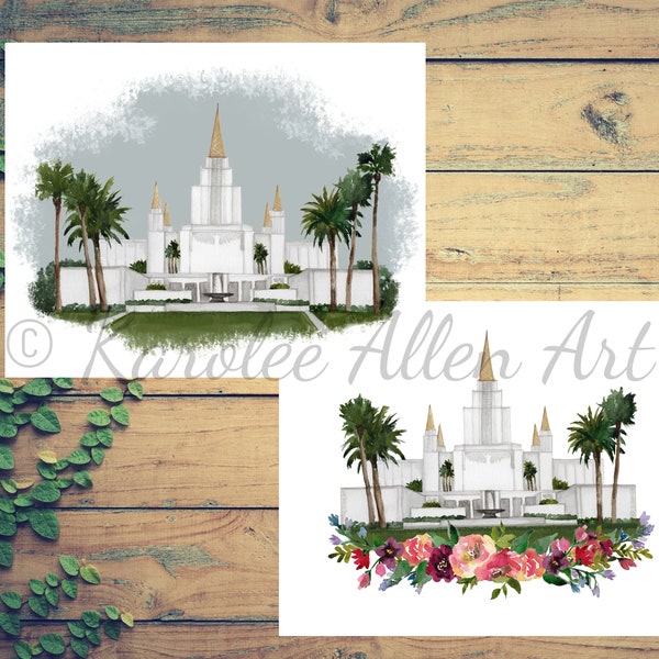 Oakland California Temple Watercolor, Customizable, Digital Download