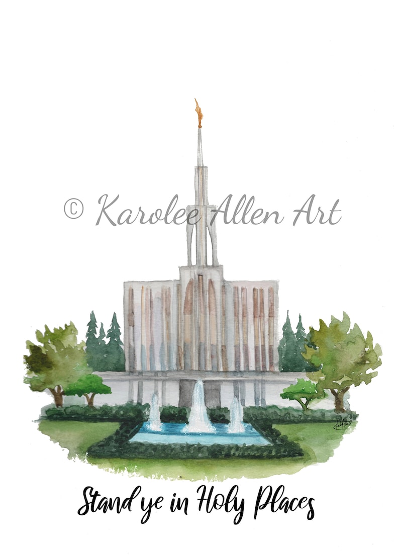 Digital Download Seattle Washington Temple Watercolor