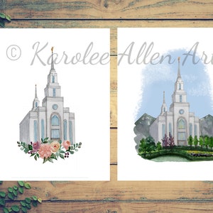 Layton Utah Temple watercolor digital download