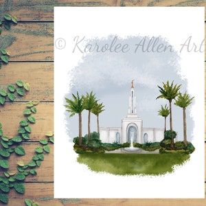 Redlands California temple watercolor, Digital Download, Customizable