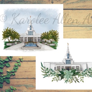 Phoenix Temple watercolor print, digital download