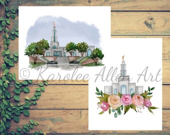 San Antonio Texas Temple Watercolor, Digital Download, Customizable