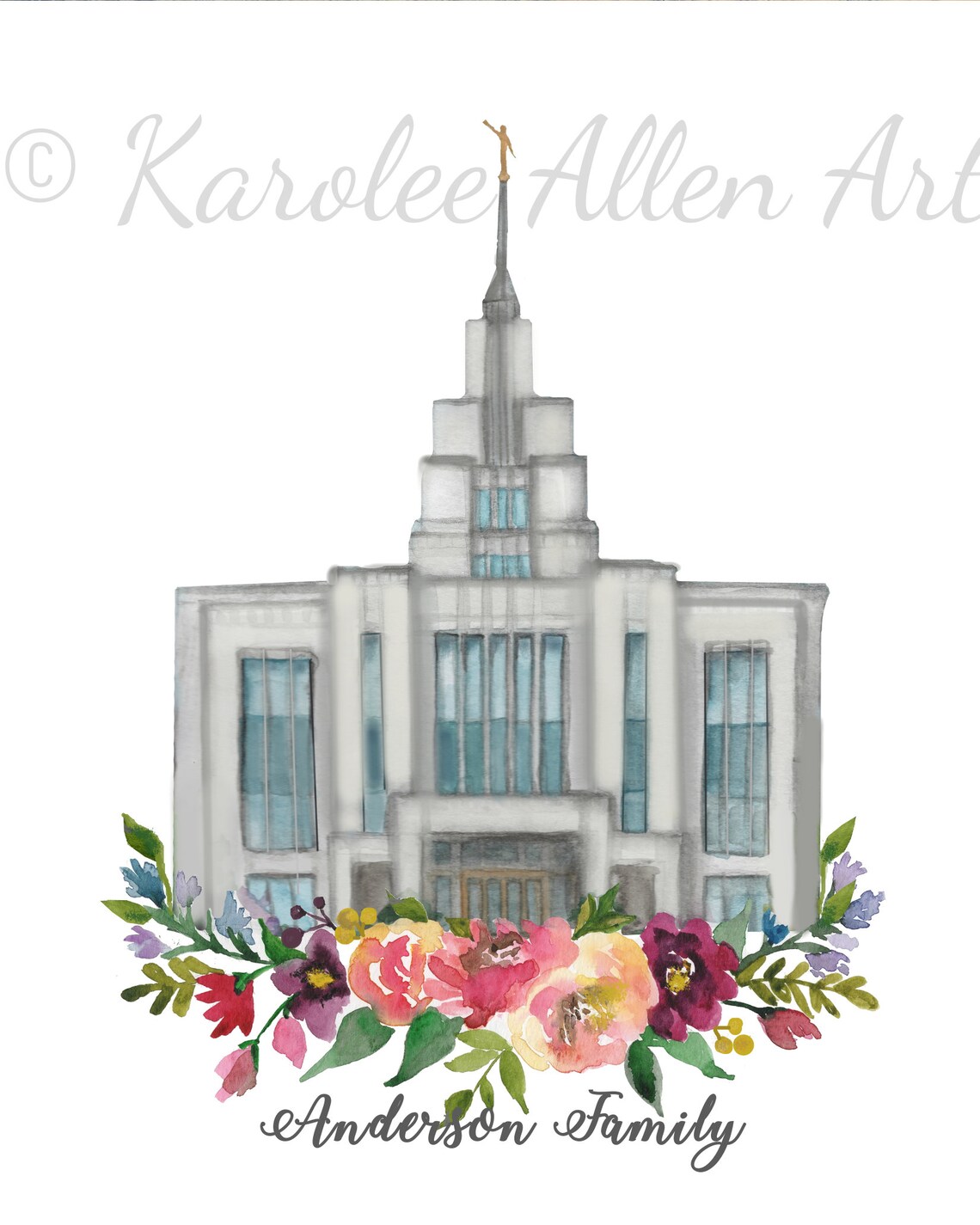 Saratoga Springs Utah Temple Watercolor Print Digital | Etsy