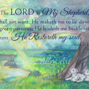 The Lord is my shepherd print, sheep watercolor