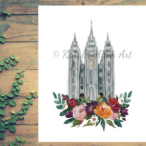 Salt Lake Temple Watercolor Print, Digital Download, Custom