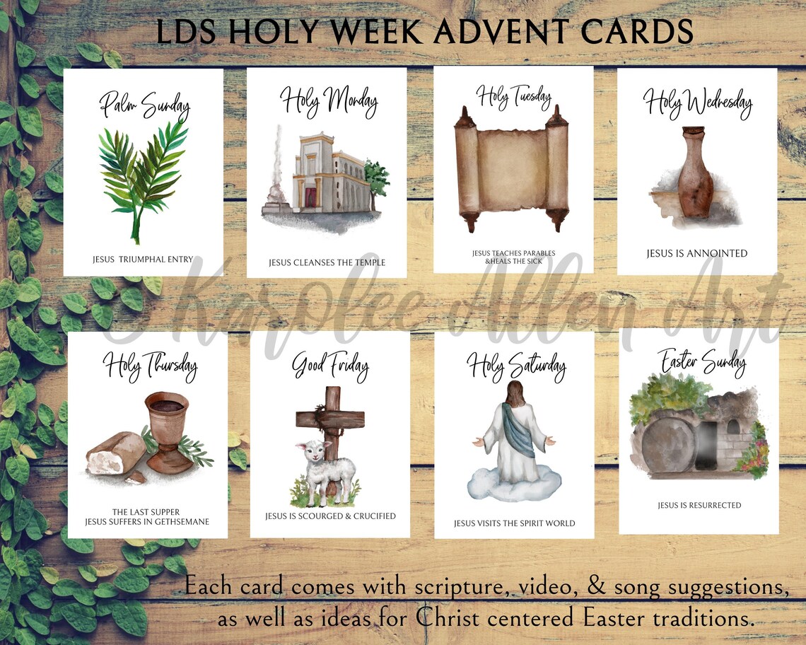 LDS Easter Advent Cards | Holy Week Scripture Study (printable) - Etsy
