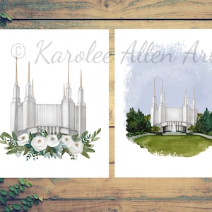 Washington DC temple watercolor, digital download