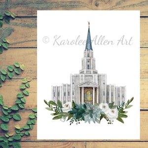Houston Texas Temple watercolor, digital download
