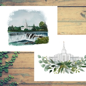 Idaho Falls Temple Watercolor print, Digital Download, Customizable