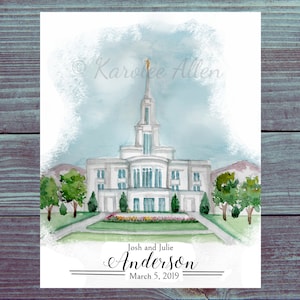 Payson Utah LDS temple print, Payson Temple watercolor, Digital Download, Customizable