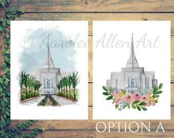 Gilbert Temple Watercolor Print, Custom Digital Download