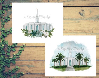 Orlando Florida Temple Watercolor Print, Digital Download, Customizable