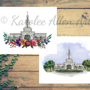 Columbia River Washington Temple, Watercolor, Digital Download, Customizable