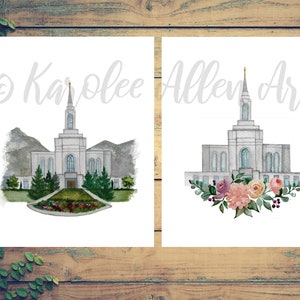 Orem Utah Temple Watercolor, Digital Download