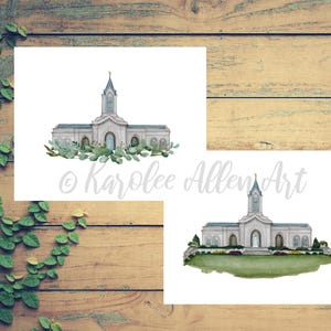 Fort Collins Colorado Temple, watercolor, digital download, customizable