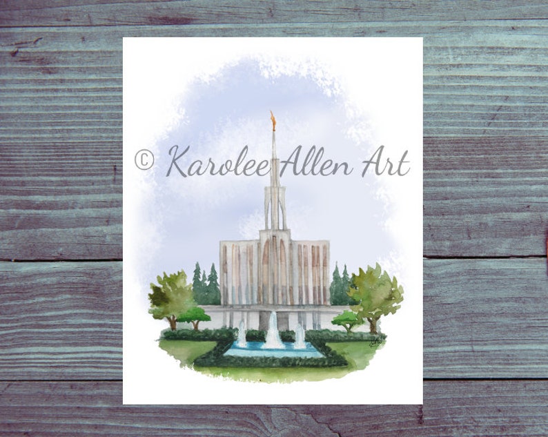 Digital Download Seattle Washington Temple Watercolor