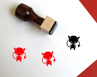 Devil Heart Rubber Stamp Mounted Wood Block Art Stamp