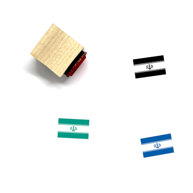 4 Iran Flag Wooden Rubber Stamp No