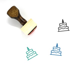 Birthday Cake Wooden Rubber Stamp No. 80