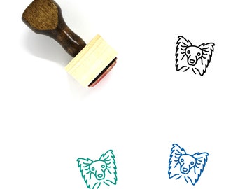 Papillon Dog Wooden Rubber Stamp No. 1