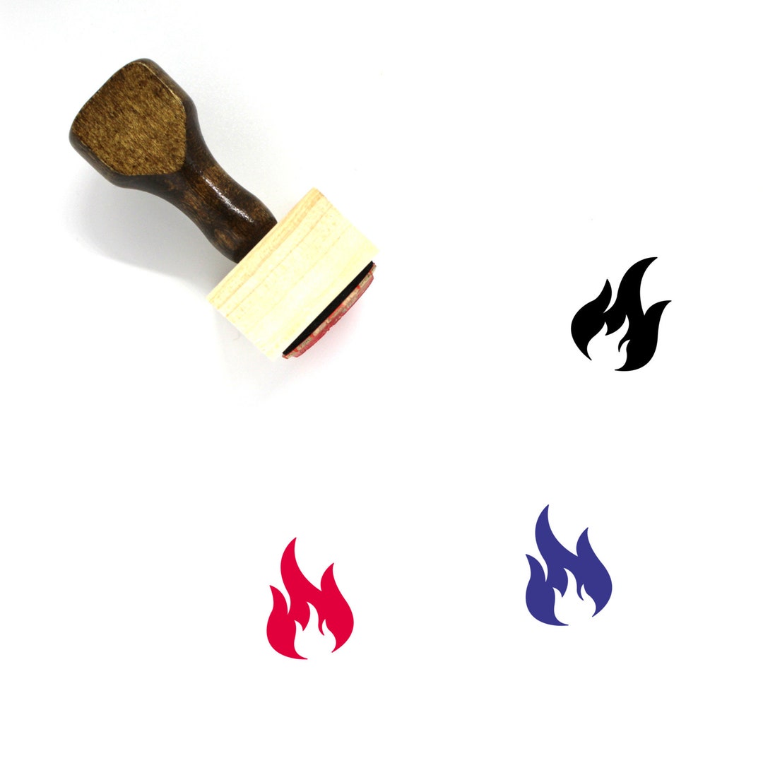 Fire Wooden Rubber Stamp Etsy
