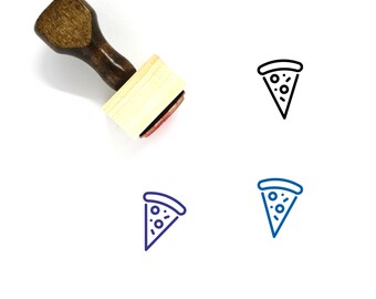 Pizza Slice Wooden Rubber Stamp No. 19