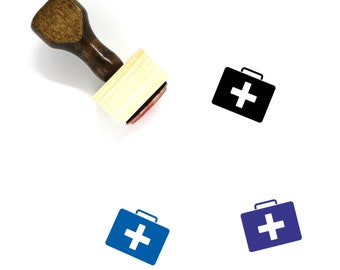 Sello de goma de madera médica