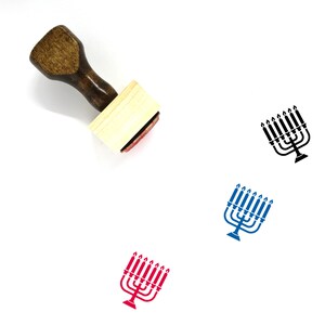 Sello de goma de madera Menorah No. 34