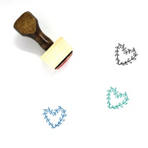Heart Laurel Wooden Rubber Stamp No. 1