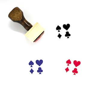 Playing Cards Wooden Rubber Stamp