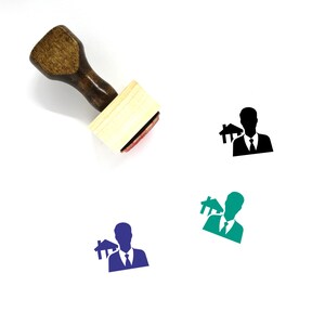 Agent immobilier Tampon en caoutchouc en bois n° 4
