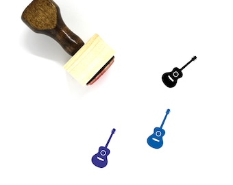 Acoustic Guitar Wooden Rubber Stamp No. 25