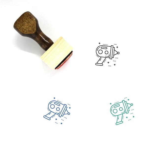 Space Gun Houten Rubber Stempel Nr. 12