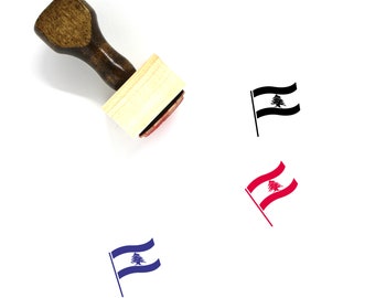 Flag Of Lebanon Wooden Rubber Stamp No. 1