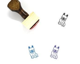 French Bulldog Wooden Rubber Stamp No. 20