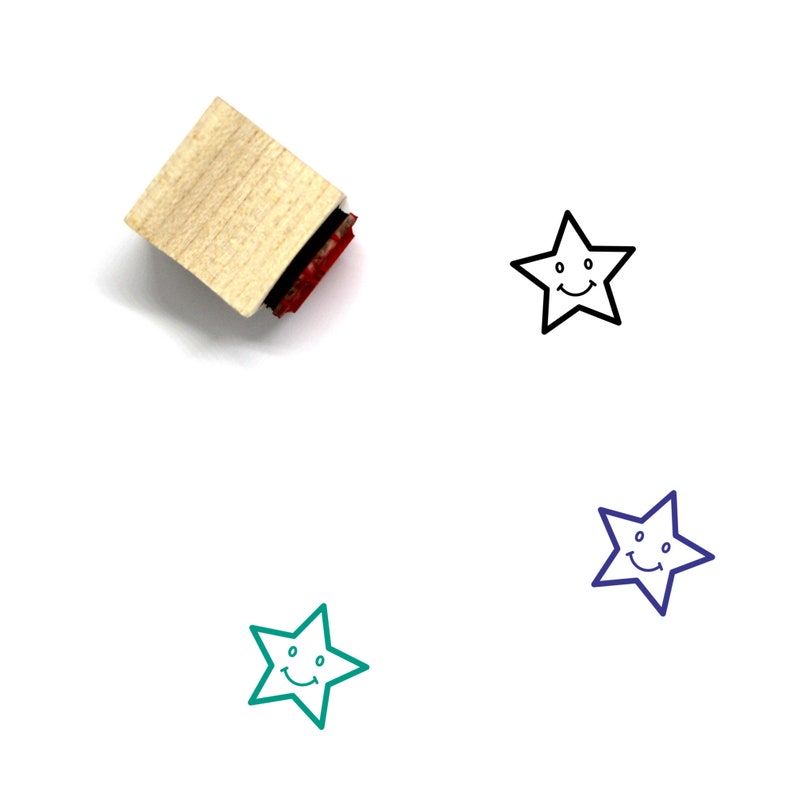 Star Wooden Rubber Stamp