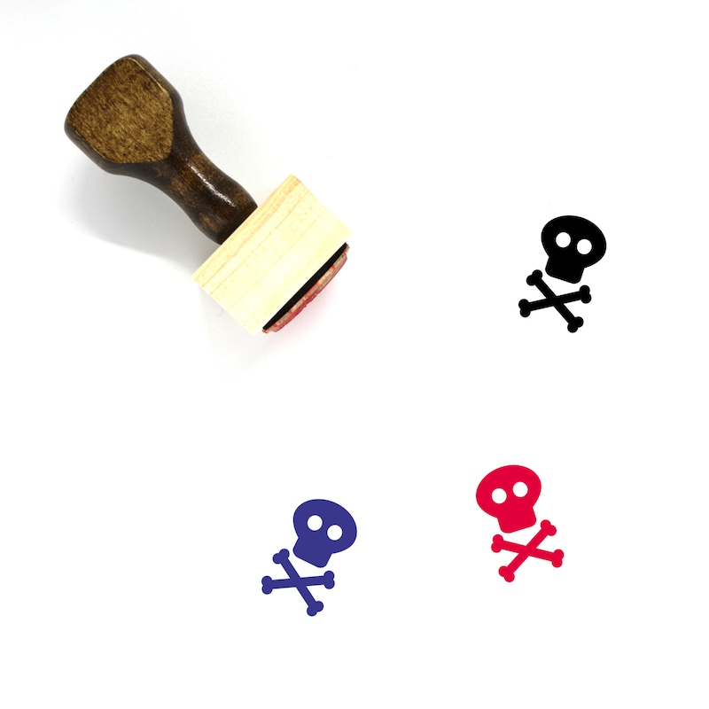 Skull And Crossbones Rubber Stamp - 2x2 Inch Wood Mount Stamp For Crafting & Decor