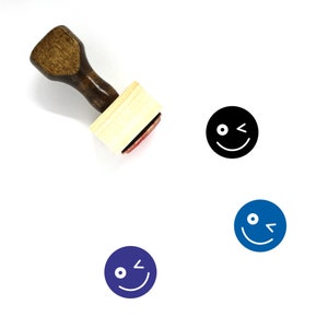 Sello de goma de madera de sonrisa