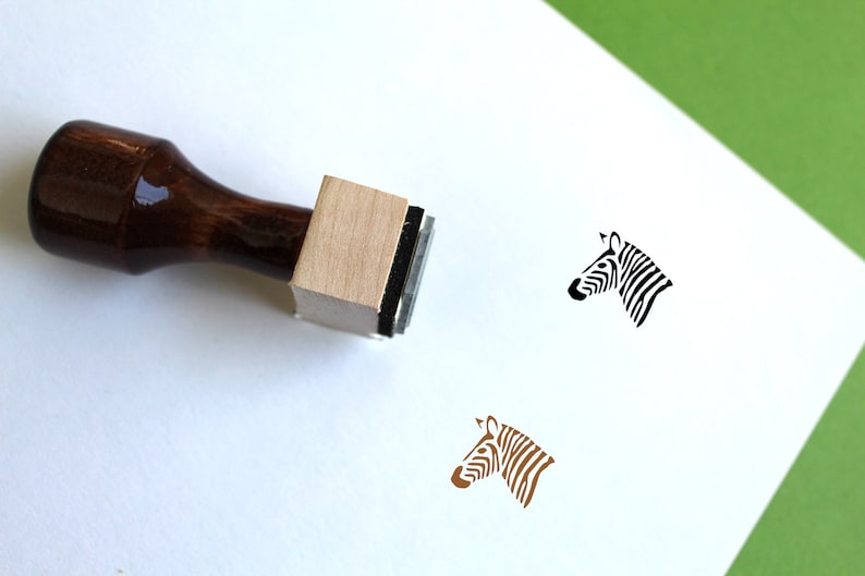 Zebra Wooden Rubber Stamp