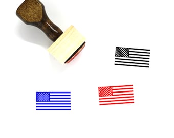 USA Flag Wooden Rubber Stamp
