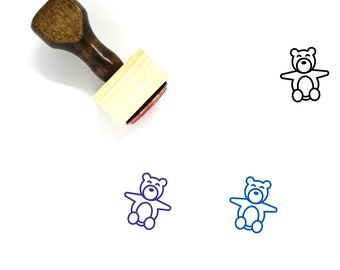 Sello de goma de madera con forma de osito de peluche n.° 89
