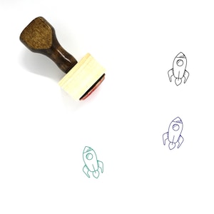 Rocket Wooden Rubber Stamp