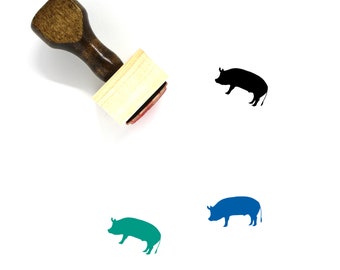 Pig Wooden Rubber Stamp No. 21