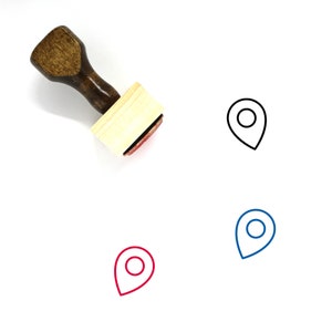 Map Marker Wooden Rubber Stamp