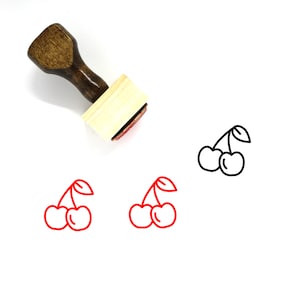 Cherries Wooden Rubber Stamp