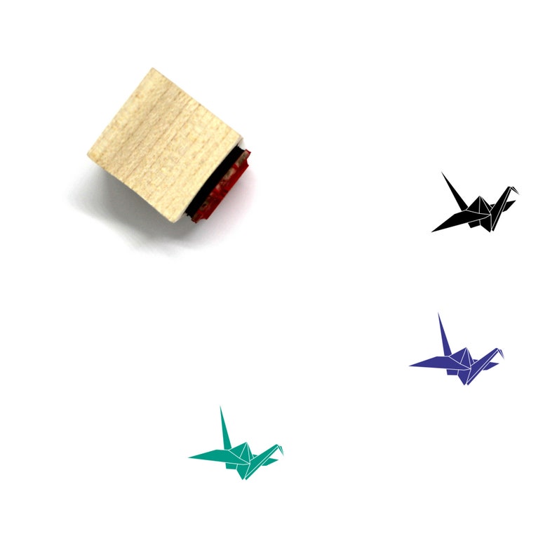 Origami Crane Wooden Rubber Stamp Etsy